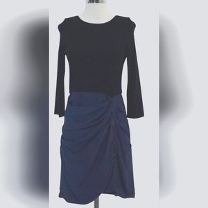 Alice & Olivia - Black & Blue Draped Zip Dress Sz 6